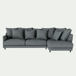 Canapé angle droit convertible tissu mixte - gris ardoise