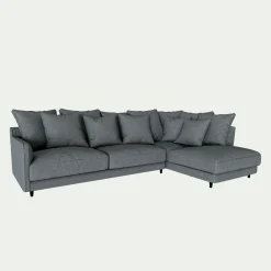 Canapé angle droit convertible tissu mixte - gris ardoise
