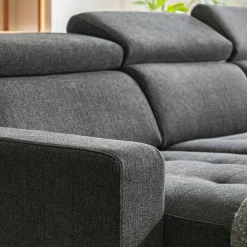 Canapé avec angle réversible convertible en tissus pop avec accoudoirs 20cm - gris anthracite