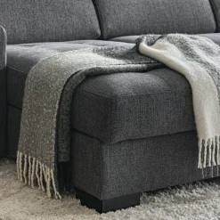 Canapé avec angle réversible convertible en tissus pop avec accoudoirs 20cm - gris anthracite