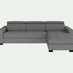 Canapé avec angle réversible convertible en tissus pop avec accoudoirs 20cm - gris