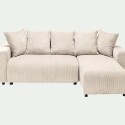 Canapé convertible à angle réversible en velours côtelé - beige roucas