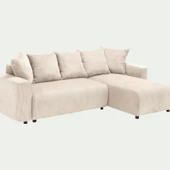 Canapé convertible à angle réversible en velours côtelé - beige roucas