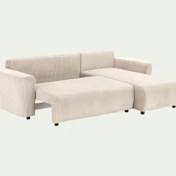Canapé convertible à angle réversible en velours côtelé - beige roucas