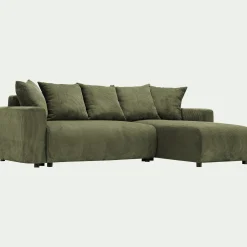 Canapé convertible à angle réversible en velours côtelé - vert cèdre