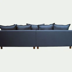 Canapé convertible 5 places avec pieds arrondis en tissu nature - bleu