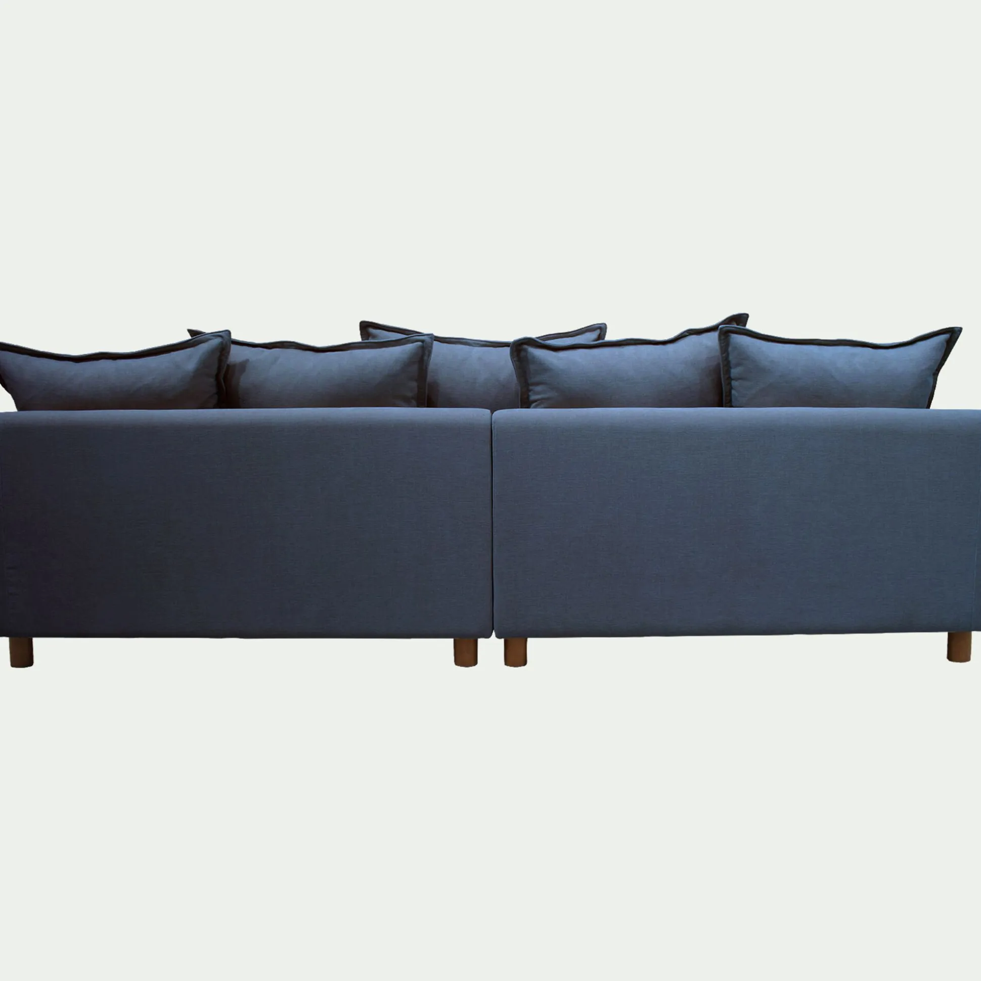 Canapé convertible 5 places avec pieds arrondis en tissu nature - bleu