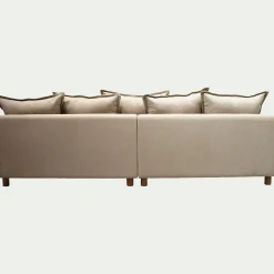Canapé convertible 5 places avec pieds arrondis en tissu nature - beige