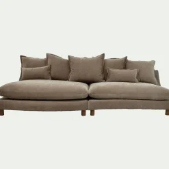 Canapé convertible 5 places en tissu nantes - taupe