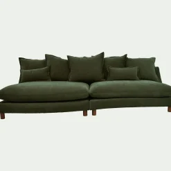 Canapé convertible 5 places en tissu nantes - vert cèdre