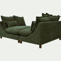Canapé convertible 5 places en tissu nantes - vert cèdre