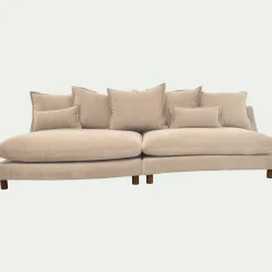 Canapé convertible 5 places en tissu nantes - beige ivoire