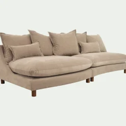 Canapé convertible 5 places en tissu nantes - beige ivoire