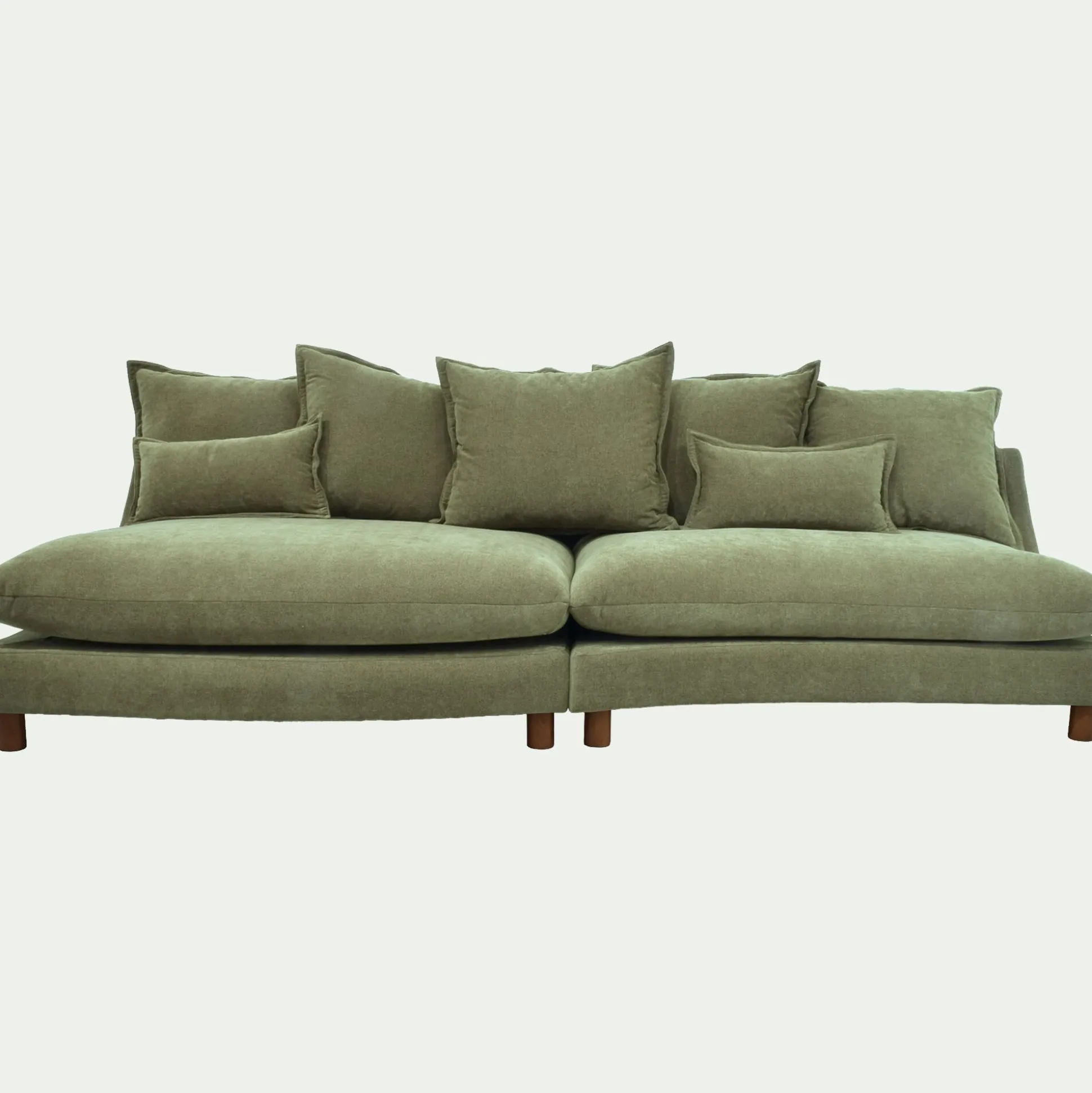 Canapé convertible 5 places en tissu nantes - vert eucalyptus