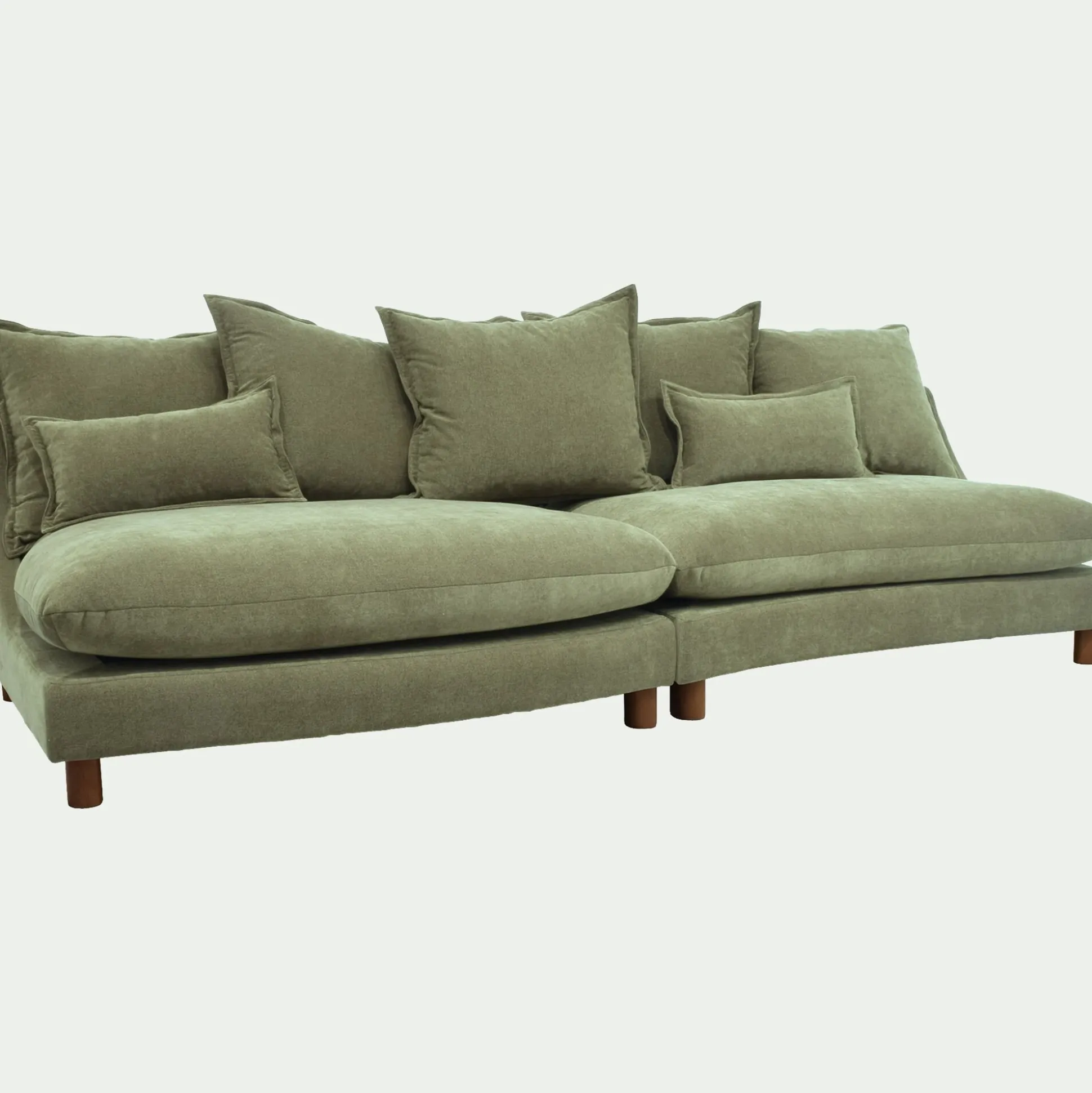 Canapé convertible 5 places en tissu nantes - vert eucalyptus