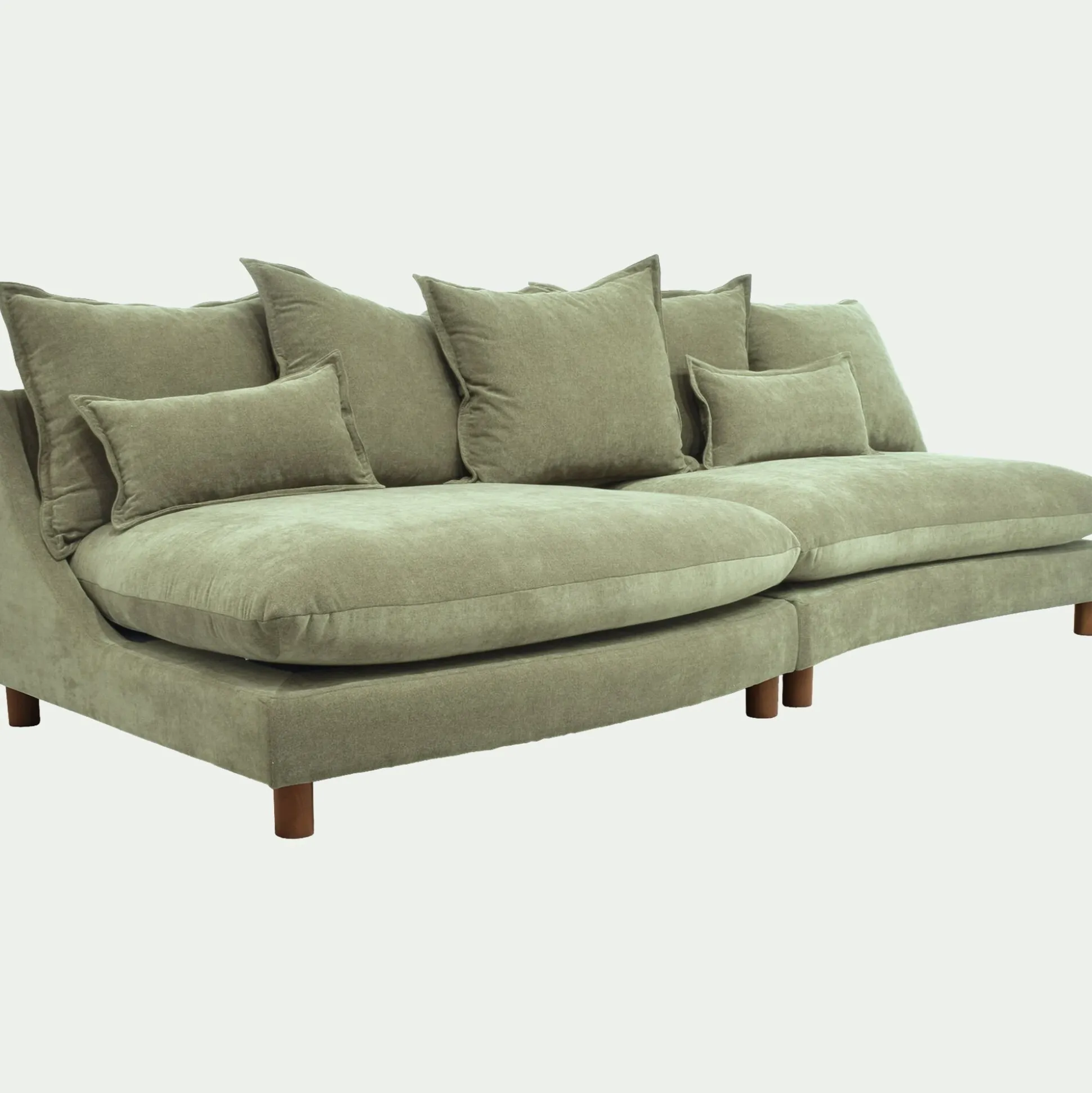 Canapé convertible 5 places en tissu nantes - vert eucalyptus