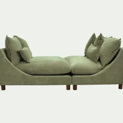 Canapé convertible 5 places en tissu nantes - vert eucalyptus