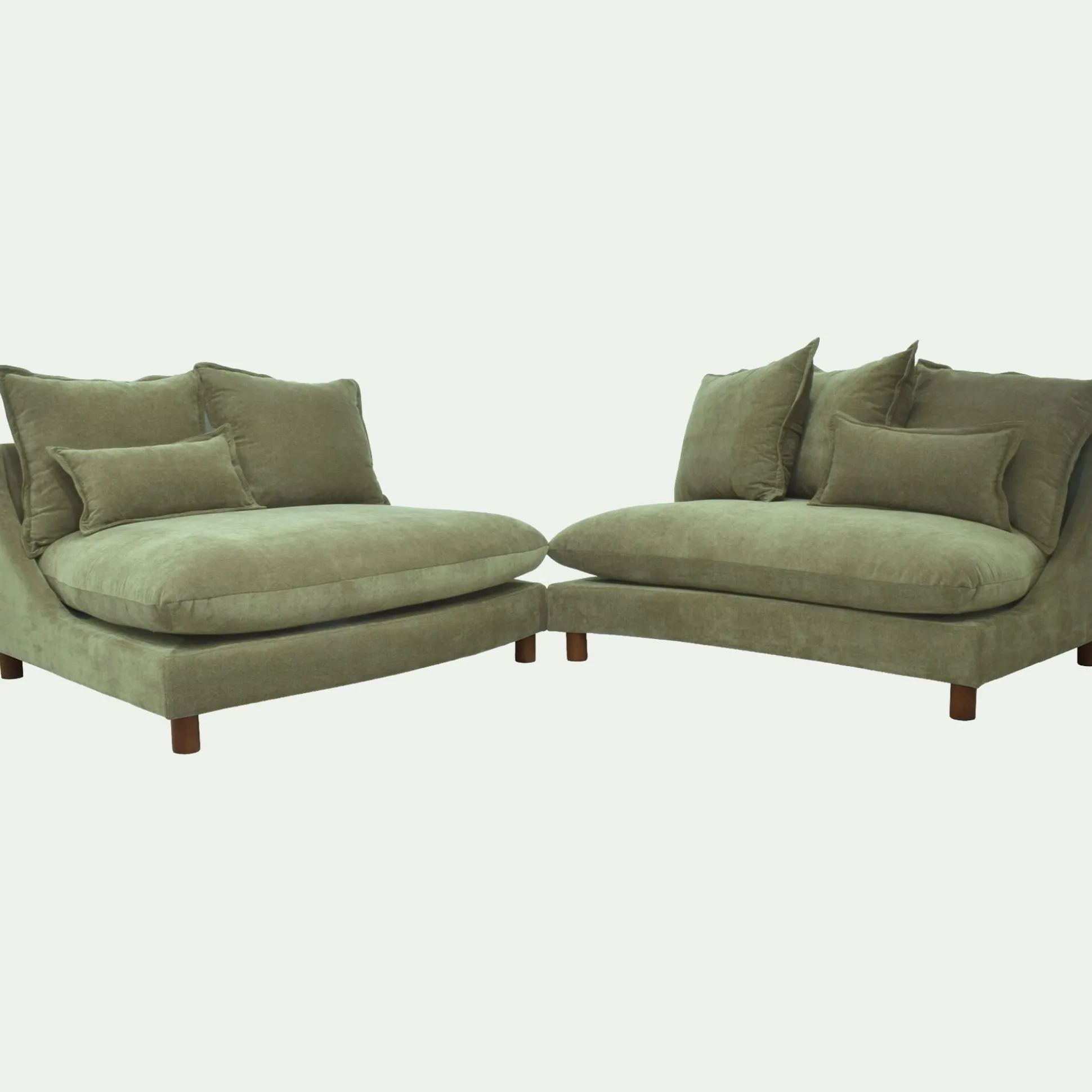 Canapé convertible 5 places en tissu nantes - vert eucalyptus