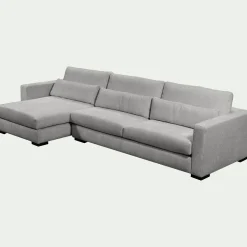 Canapé d'angle chaise longue gauche fixe en tissu Genesis - gris