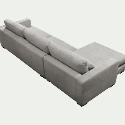 Canapé d'angle chaise longue gauche fixe en tissu Genesis - gris