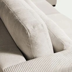 Canapé d'angle chaise longue droite fixe en velours côtelé Azores - beige