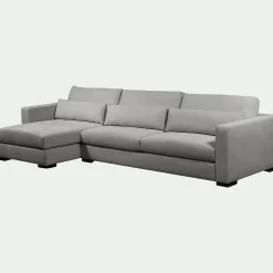 Canapé d'angle chaise longue gauche fixe en tissu Bloq - gris