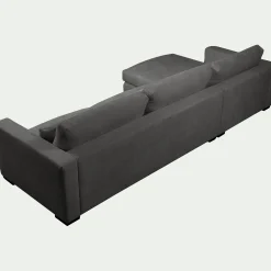 Canapé d'angle chaise longue gauche fixe en tissu Bloq - gris anthracite
