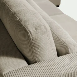 Canapé d'angle chaise longue gauche fixe en velours côtelé Azores - gris taupe