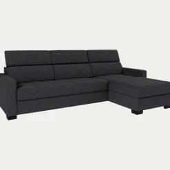 Canapé d'angle convertible en tissu pop avec accoudoirs 15cm - gris anthracite