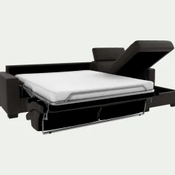 Canapé d'angle convertible en cuir avec accoudoirs 20cm - marron