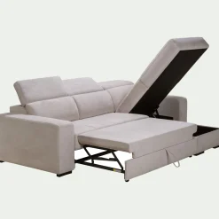 Canapé d'angle convertible en tissu - beige