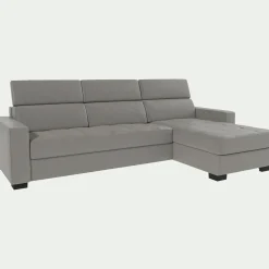 Canapé d'angle convertible en cuir avec accoudoirs 20cm - gris borie