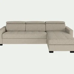 Canapé d'angle convertible en tissu pop avec accoudoirs 15cm - beige