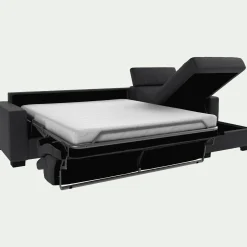 Canapé d'angle convertible en cuir avec accoudoirs 20cm - brun terre ombre