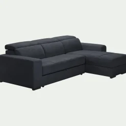 Canapé d'angle convertible en tissu - bleu calabrun