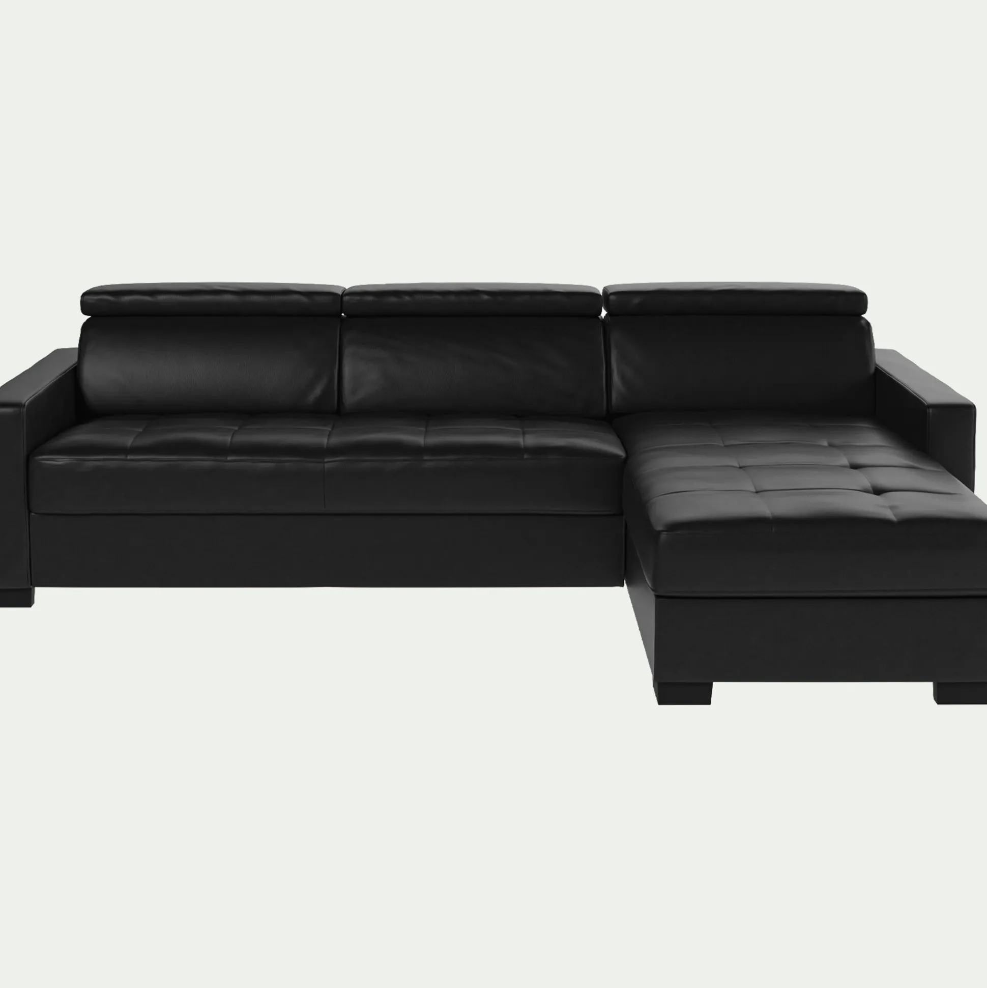 Canapé d'angle convertible en cuir avec accoudoirs 15cm - marron