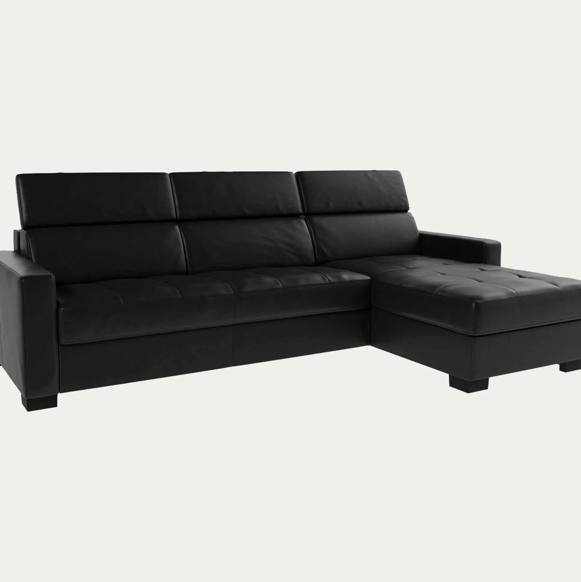 Canapé d'angle convertible en cuir avec accoudoirs 15cm - marron