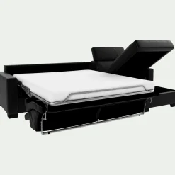 Canapé d'angle convertible en cuir avec accoudoirs 15cm - marron