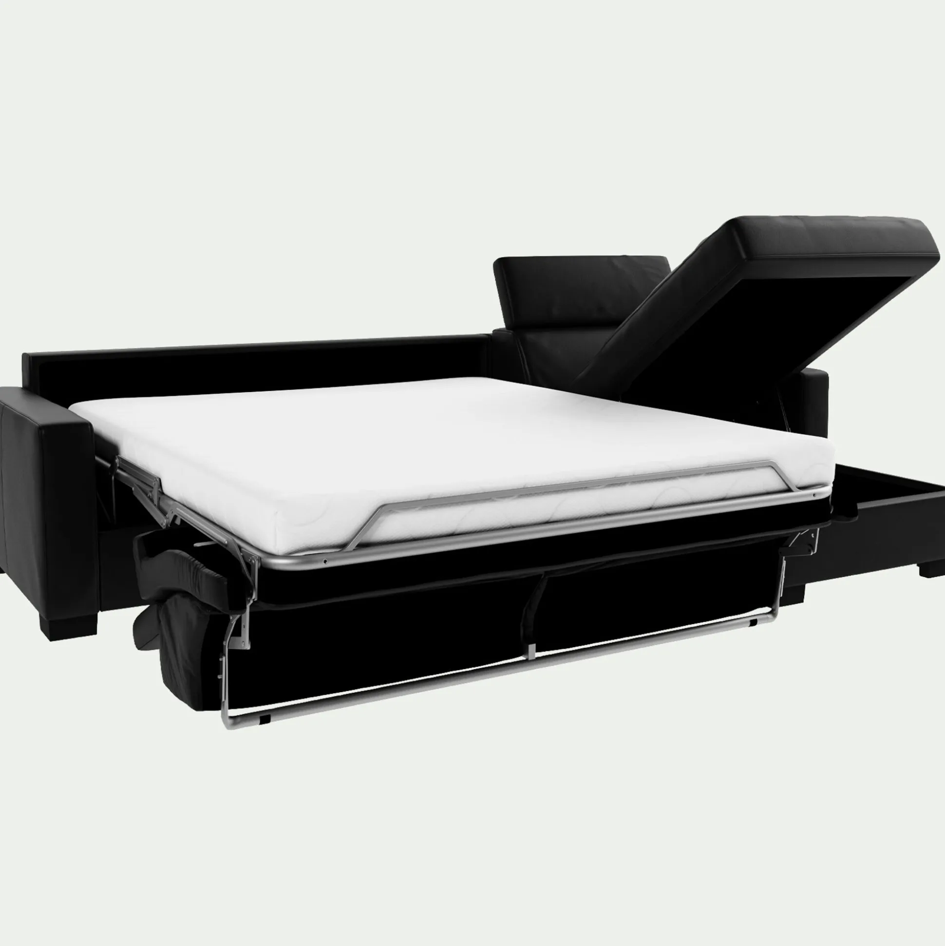 Canapé d'angle convertible en cuir avec accoudoirs 15cm - marron