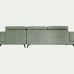 Canapé d'angle droit avance recule en tissu doux - vert cèdre