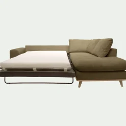 Canapé d'angle droit convertible en tissu Crown - vert cèdre