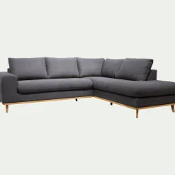 Canapé d'angle droit convertible en tissu Cosmo - gris anthracite