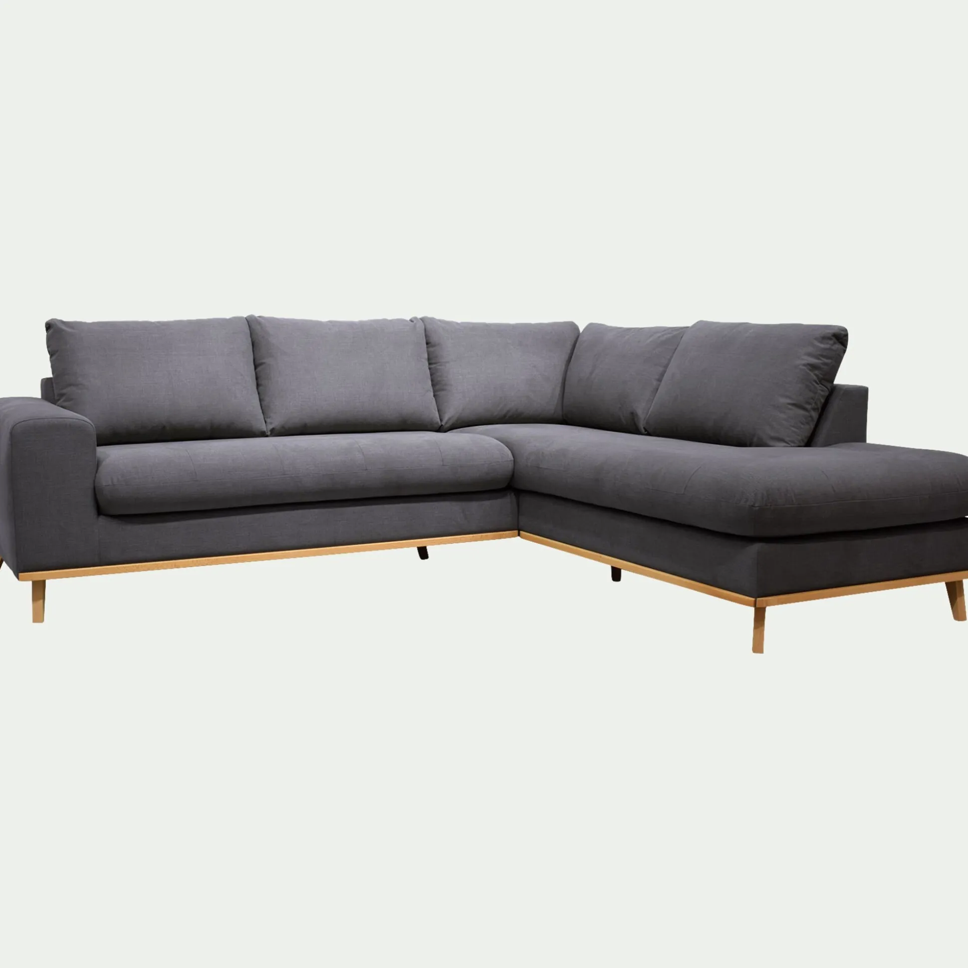 Canapé d'angle droit convertible en tissu Cosmo - gris anthracite