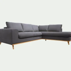 Canapé d'angle droit convertible en tissu Cosmo - gris anthracite