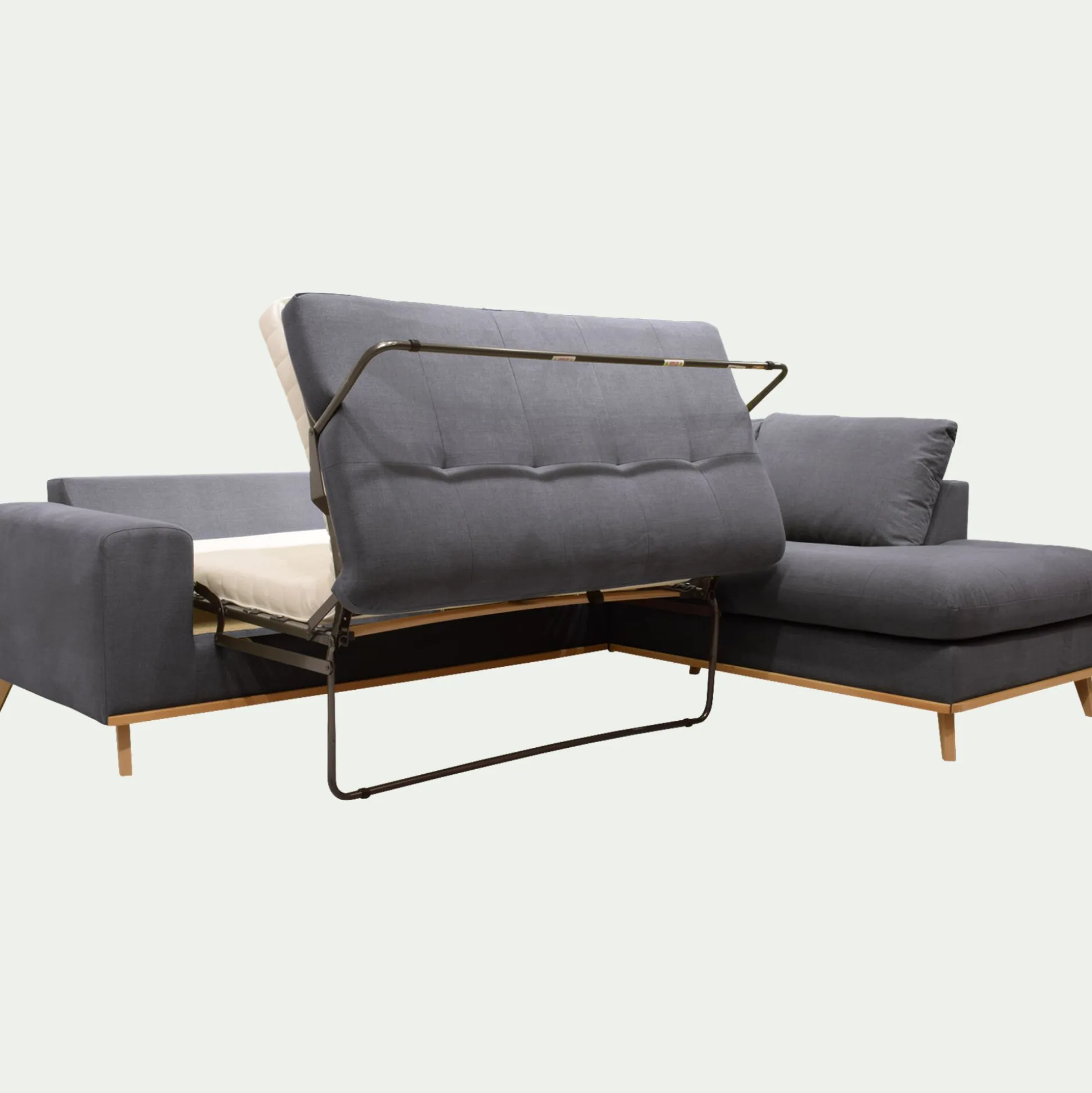 Canapé d'angle droit convertible en tissu Cosmo - gris anthracite