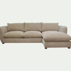 Canapé d'angle droit convertible en tissu Nature - beige