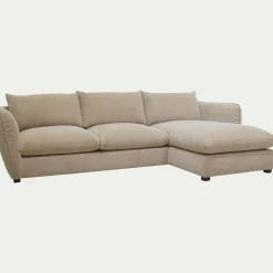 Canapé d'angle droit convertible en tissu Nature - beige