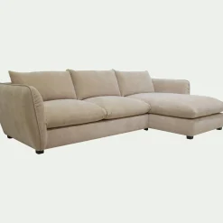 Canapé d'angle droit convertible en tissu Nature - beige