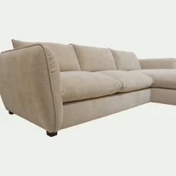 Canapé d'angle droit convertible en tissu Nature - beige