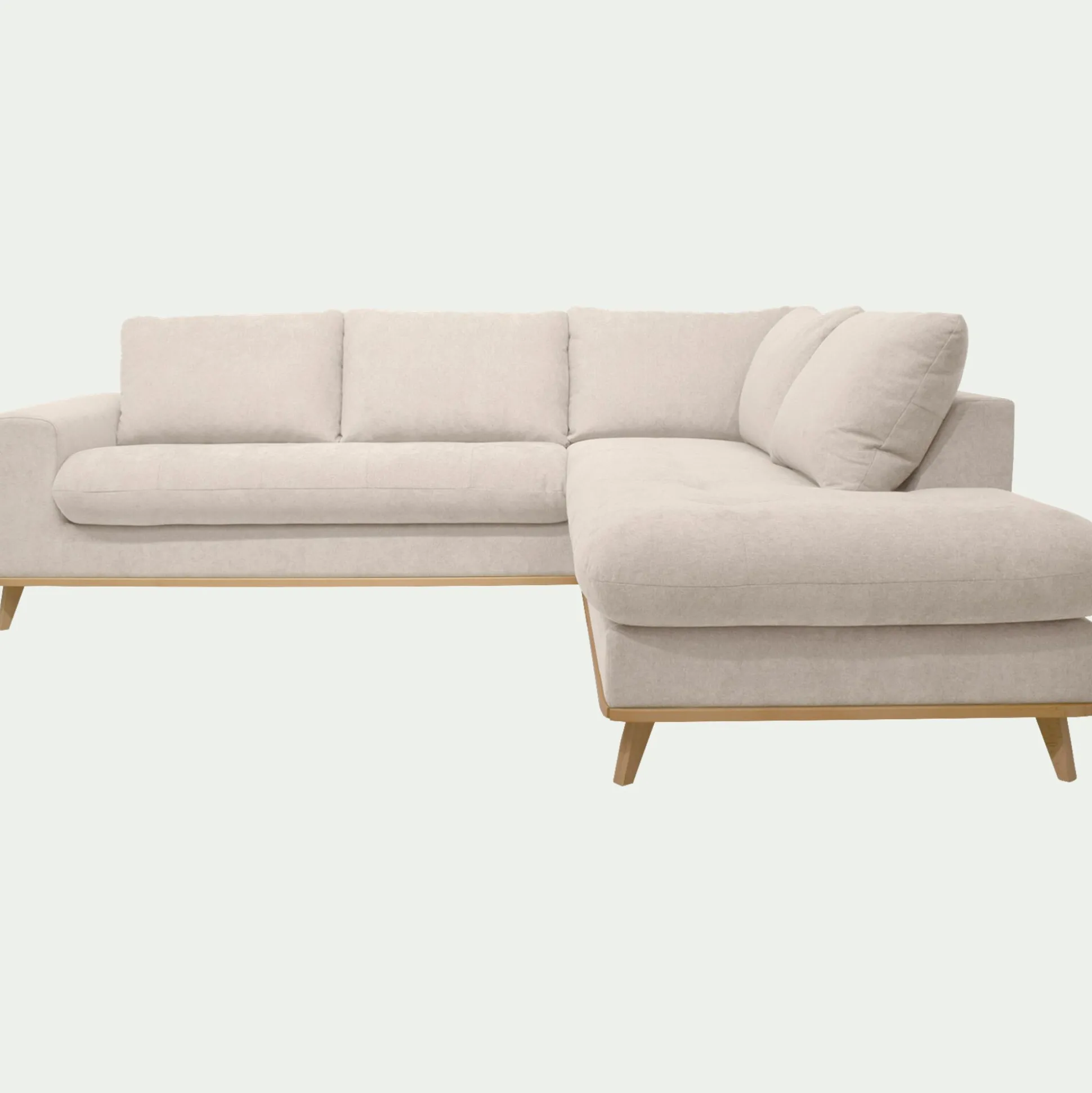 Canapé d'angle droit convertible en tissu Storm - beige roucas